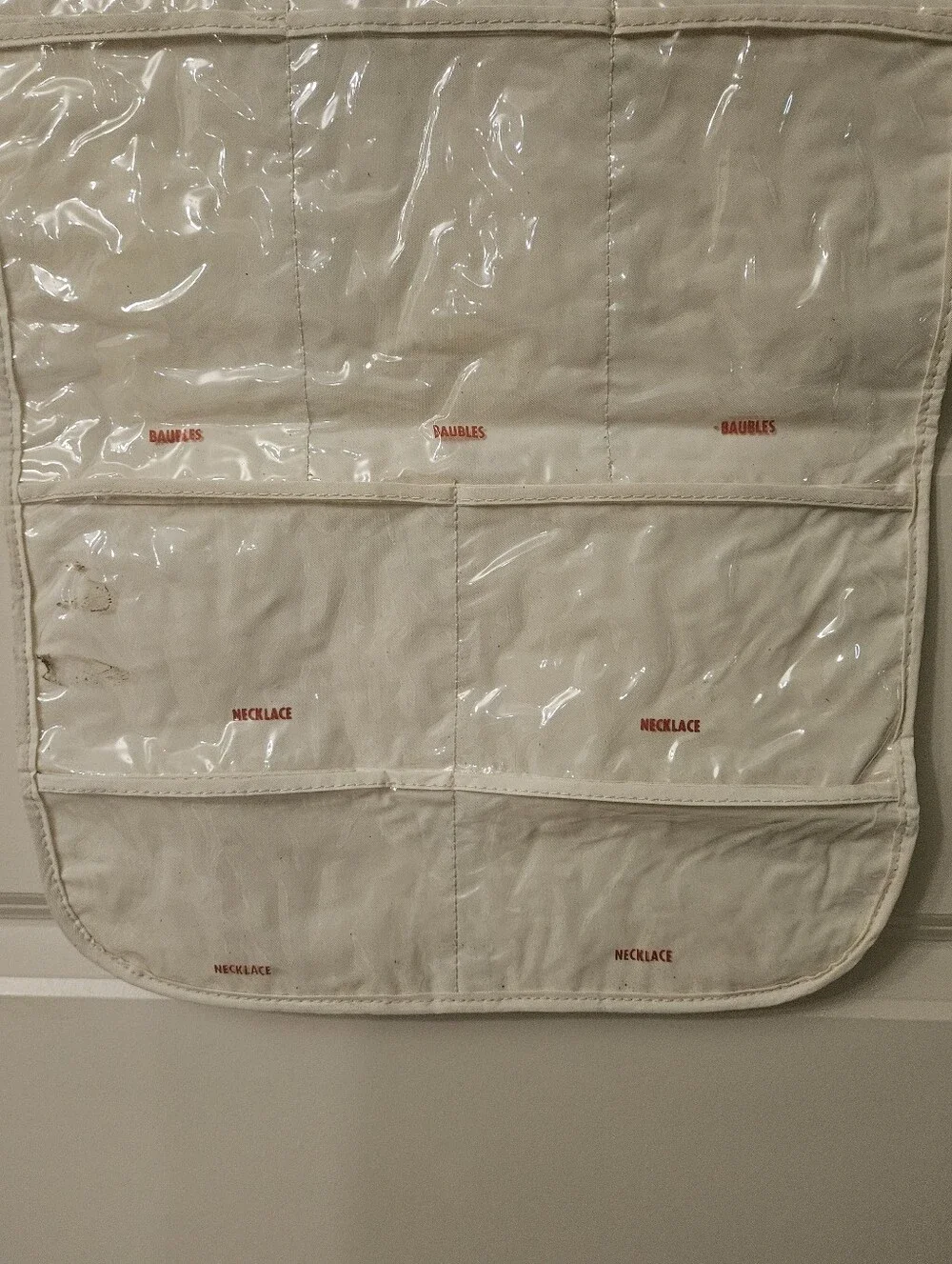 Vintage Clear Pocket Hanging Jewelry and Accessory Organizer